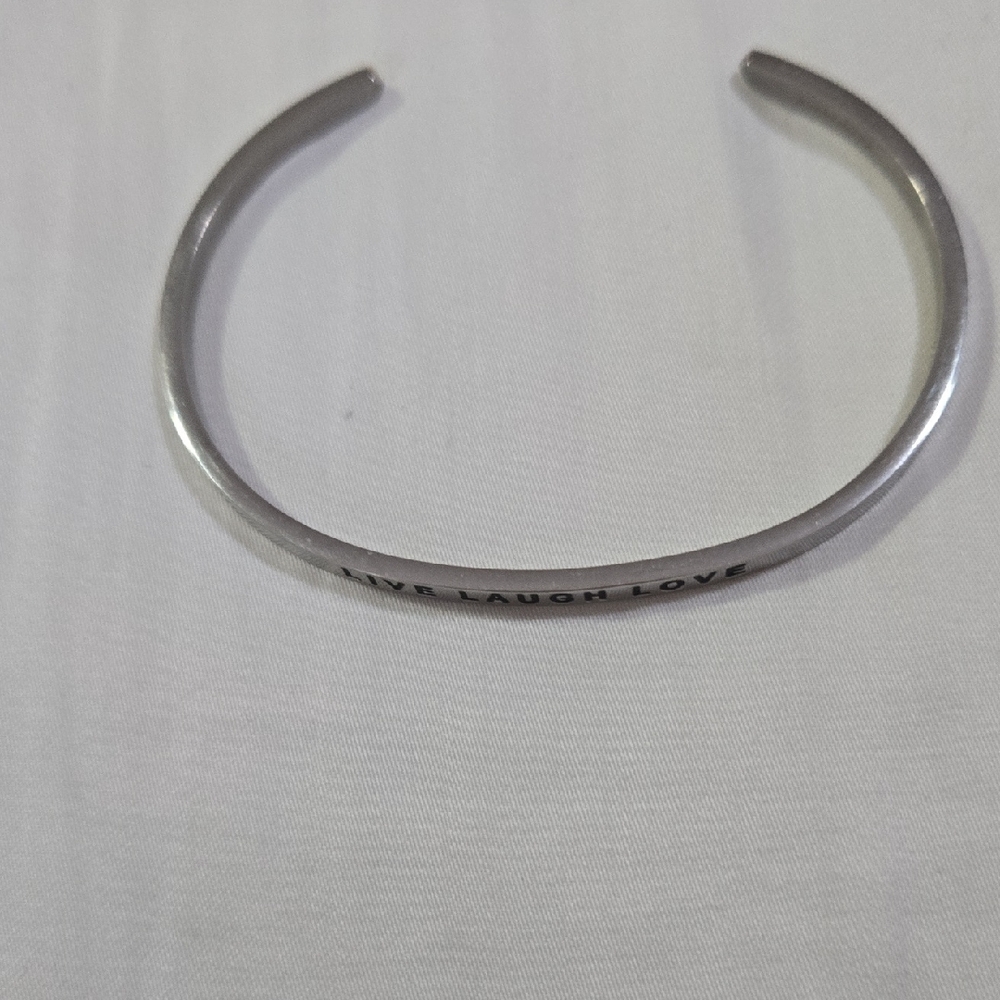 Kate Spade Silver 'Live Laugh Love' Engraved Cuff Bracelet